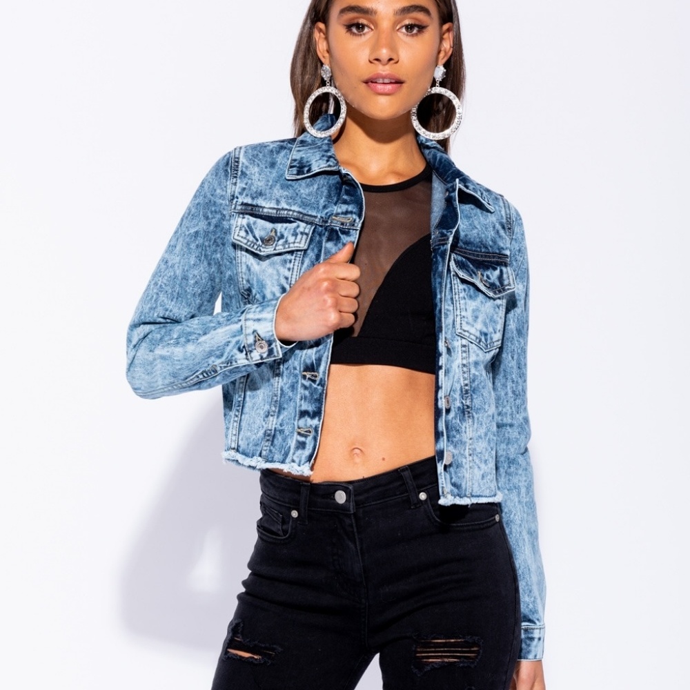 Last One! NWT Acid Wash Denim Jeans Jacket - Picture 3 of 8